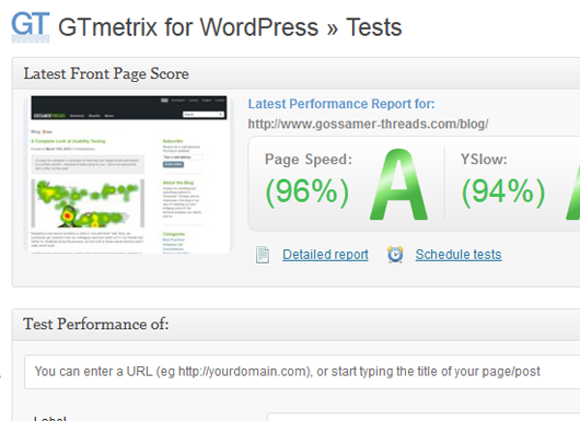 gtmetrix-for-wordpress-tests