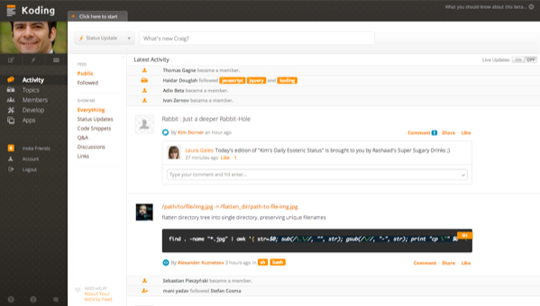 Koding main activity screen Post image