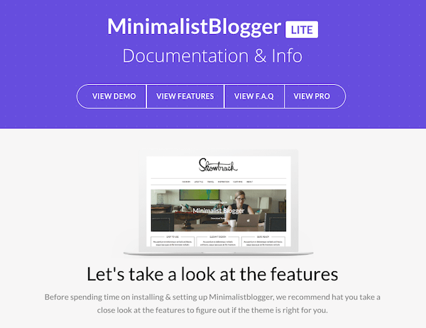 A look at the docs page of this theme