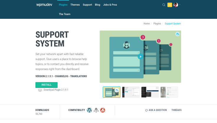 support system plugin on WPMU DEV