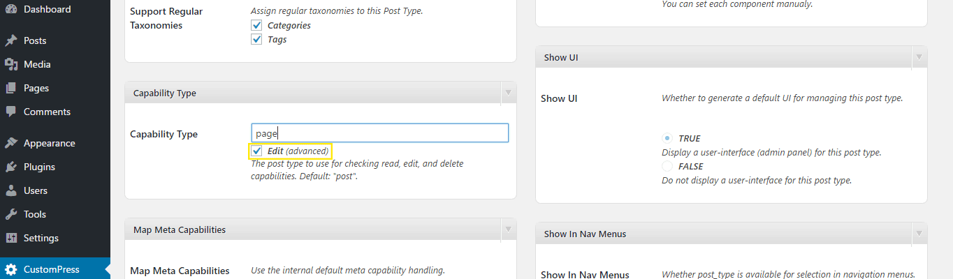 The Capability Type section.