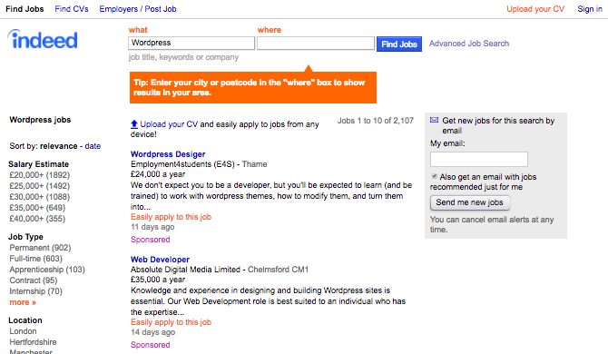 indeed jobs board site