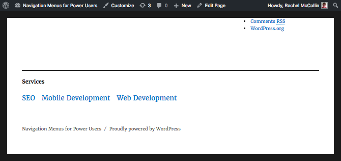 the footer menu items are floated next to each other