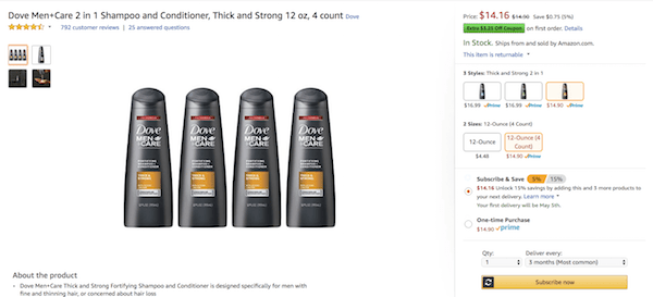 Upsell and Cross-sell - Amazon Subscribe and Save
