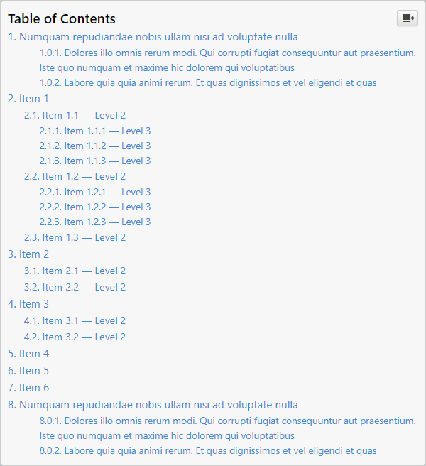 Easy Table of Contents
