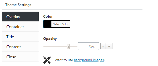 Showing the theme menu where you can select triggers