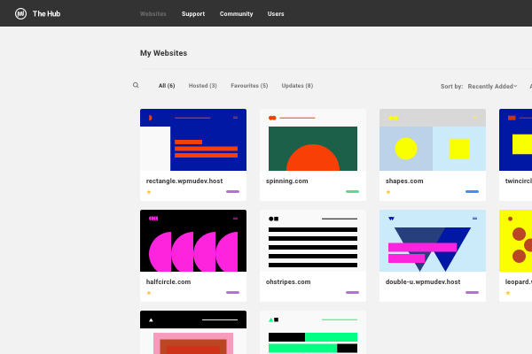 The Hub thumbnail grid view.