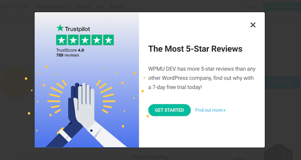 A look at one of WPMU DEV's WordPress popup forms