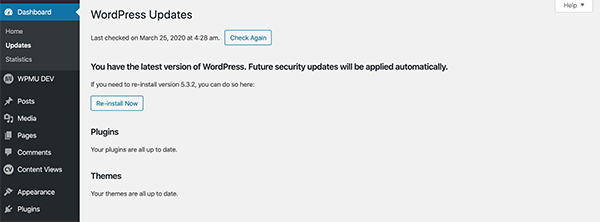 WordPress updates.