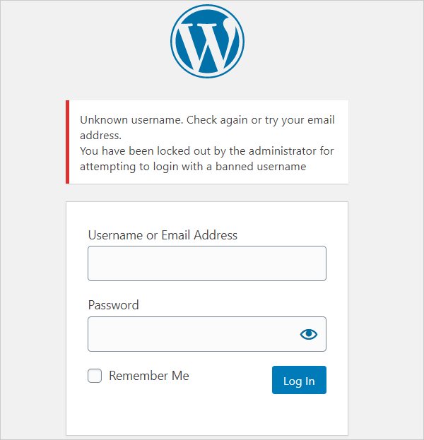 Banned username message.