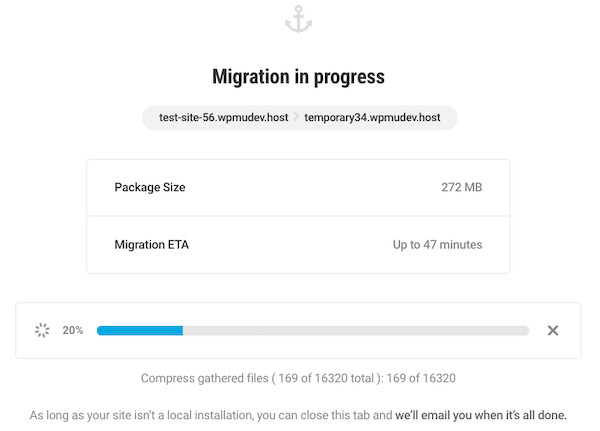 A look at the brand new and improved Shipper migration in progress screen