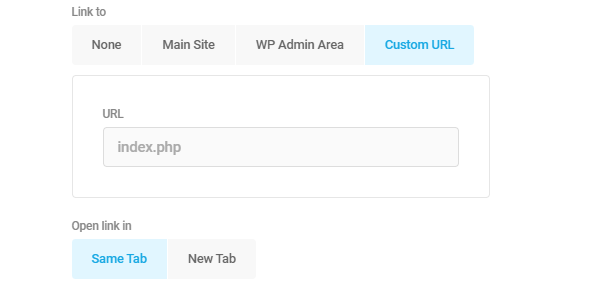 Screenshot of the option to add a link to the custom menu item.
