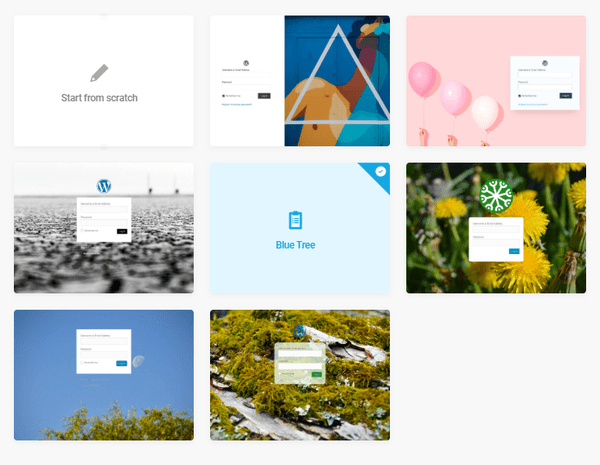 Screenshot of Branda's login screen templates.