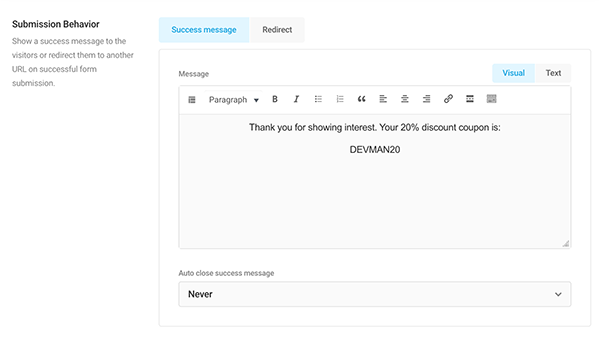 Showing where you'll enter a message and promo code.