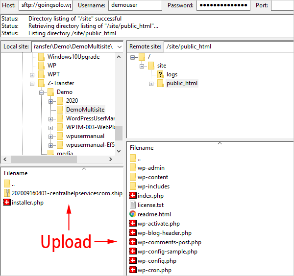 Filezilla window