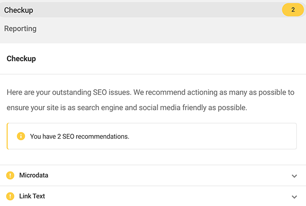 Microdata checkup recommendations.
