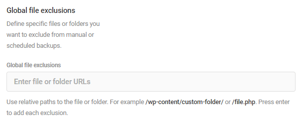 Screenshot of the global file exclusions settings