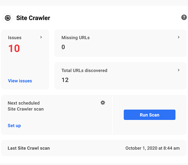 Site Crawler issues.