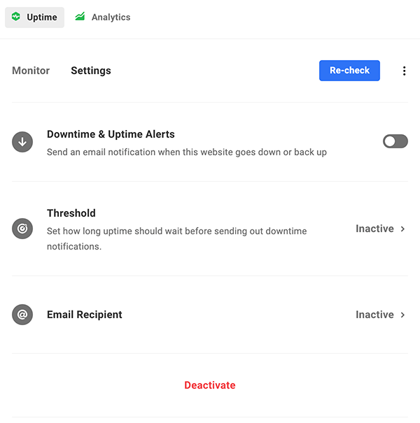Uptime settings.