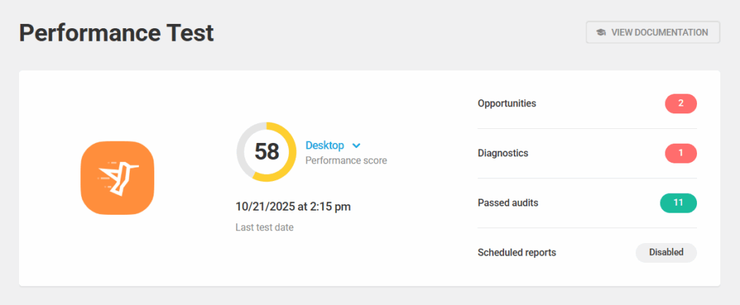 Hummingbird dashboard - Performance test results
