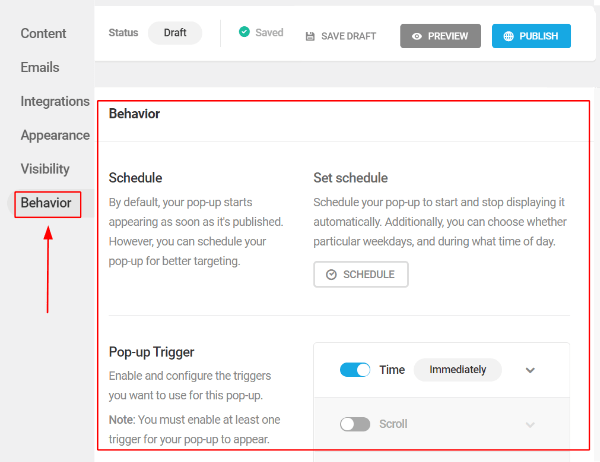 Module Behavior Landing Page