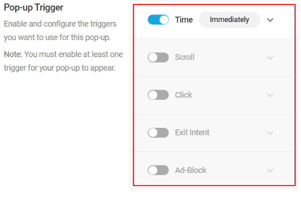Pop-up Trigger Main Menu
