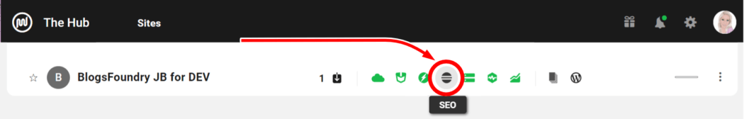 HUB SmartCrawl activate icon