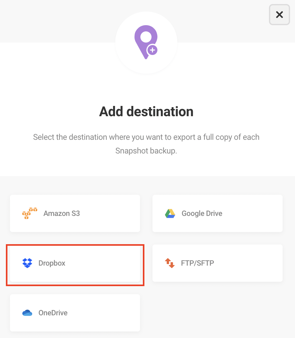 The dropbox destination.