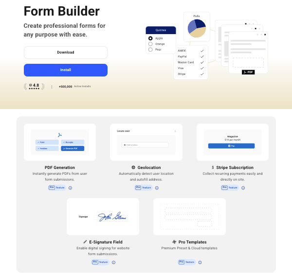 a preview of our WordPress forms builder, Forminator