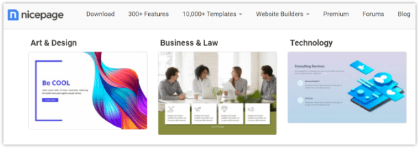 Landing pages, Nicepage