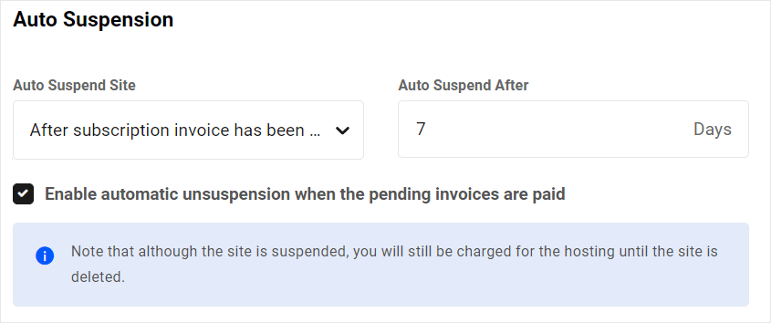 Hosting Reseller - Auto Suspension