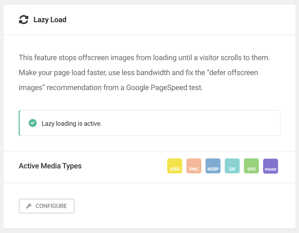 Screenshot of the lazy loading feature activated.