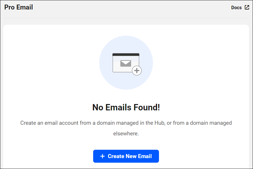 Pro Email screen with no email accounts set up yet