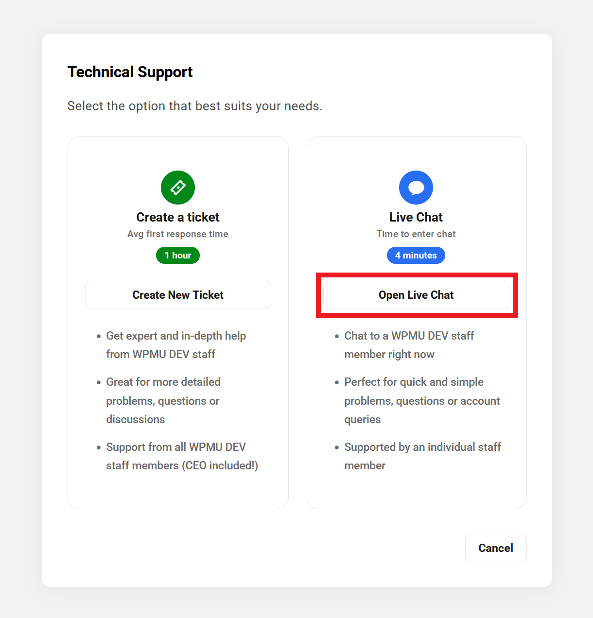 Get live chat support in the Hub