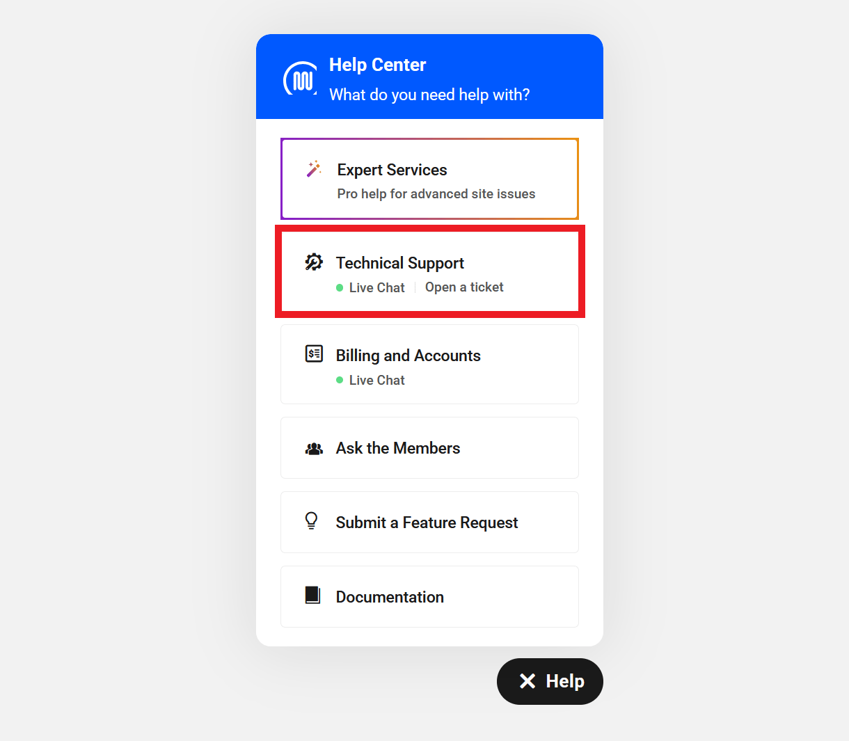 Get technical support in The Hub