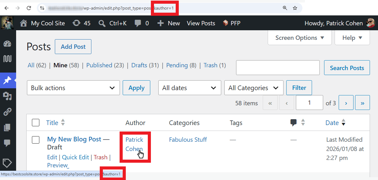 User ID revealed in Posts list