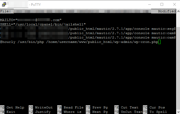 Cron result in PuTTY