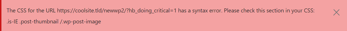 Critical CSS error message in Gutenberg editor