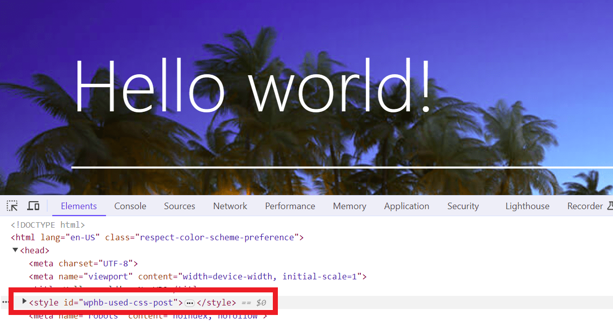 Confirm Critical CSS generation in source code