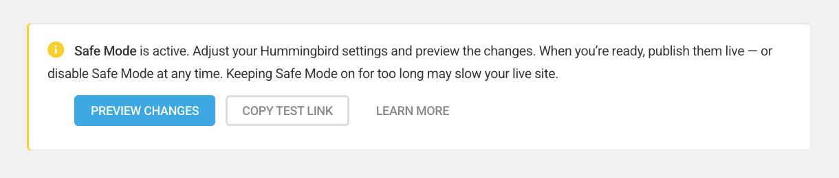 Safe Mode active notice on the WP dashboard