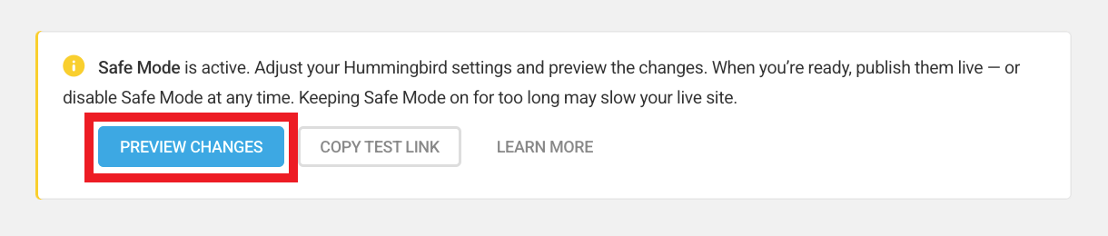 Click Preview Changes to test your site on the front-end