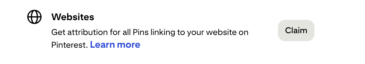 Claim website on Pinterest