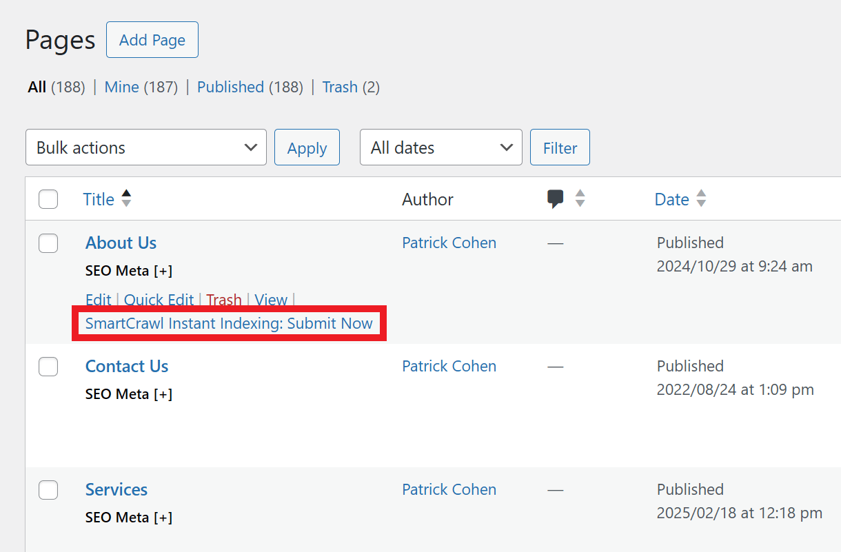 Submit an existing post to IndexNow in SmartCrawl