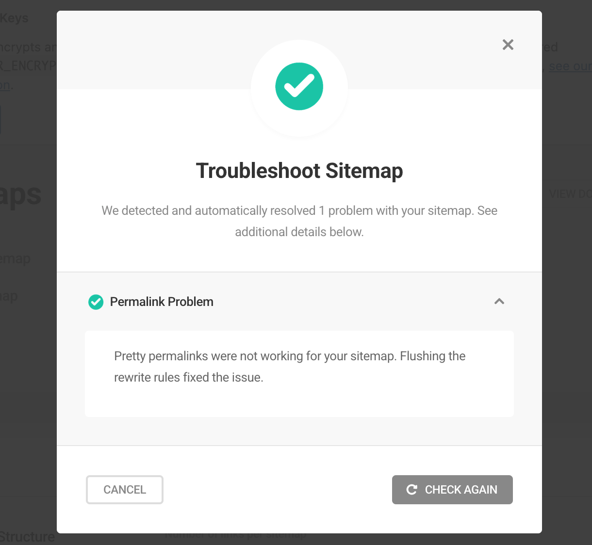 Green checkmark appears when issues are resolved automatically or no issues found