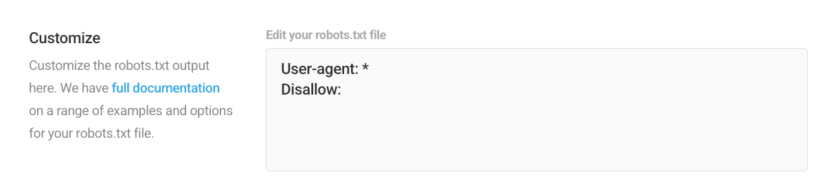 Customize robots.txt file