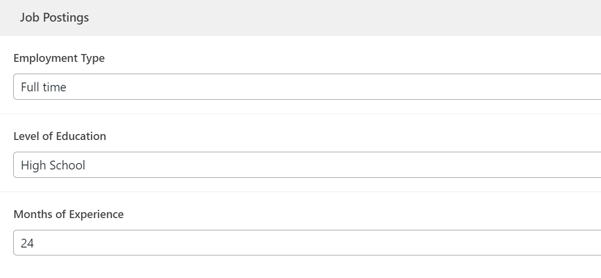 Custom fields in post for Job Posting schema