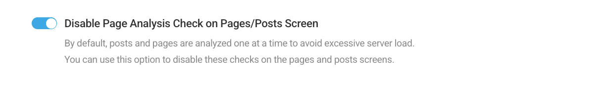 Disable page analysis check