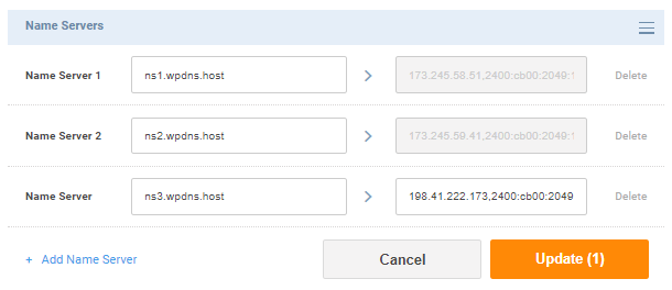Adding WPMU DEV nameservers