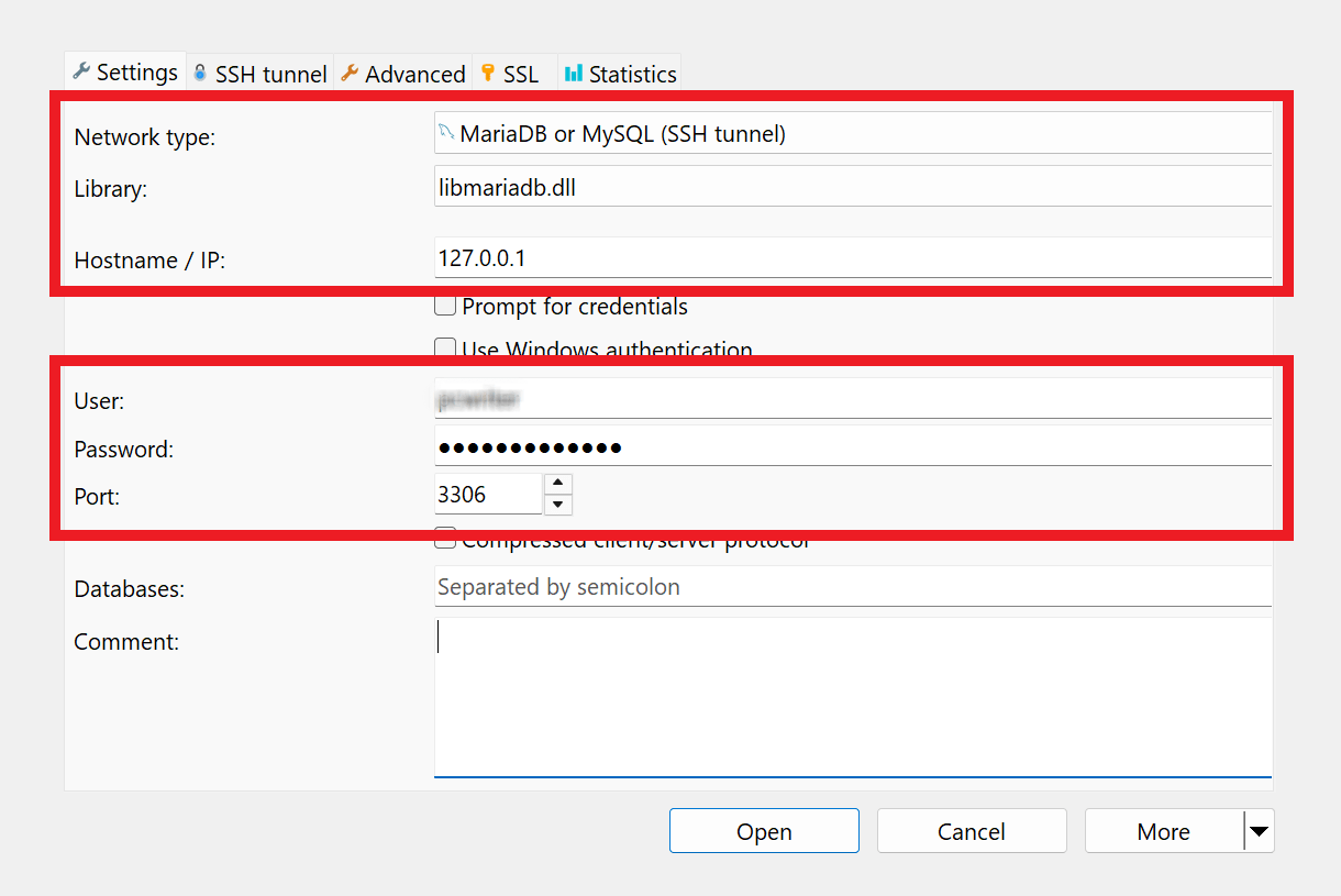 Creating an SSH tunnel with HeidiSQL