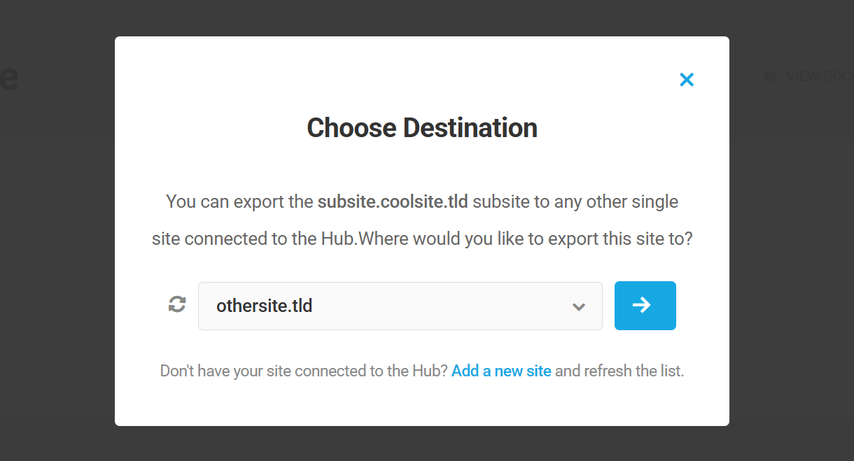 Select single site destination in Shipper
